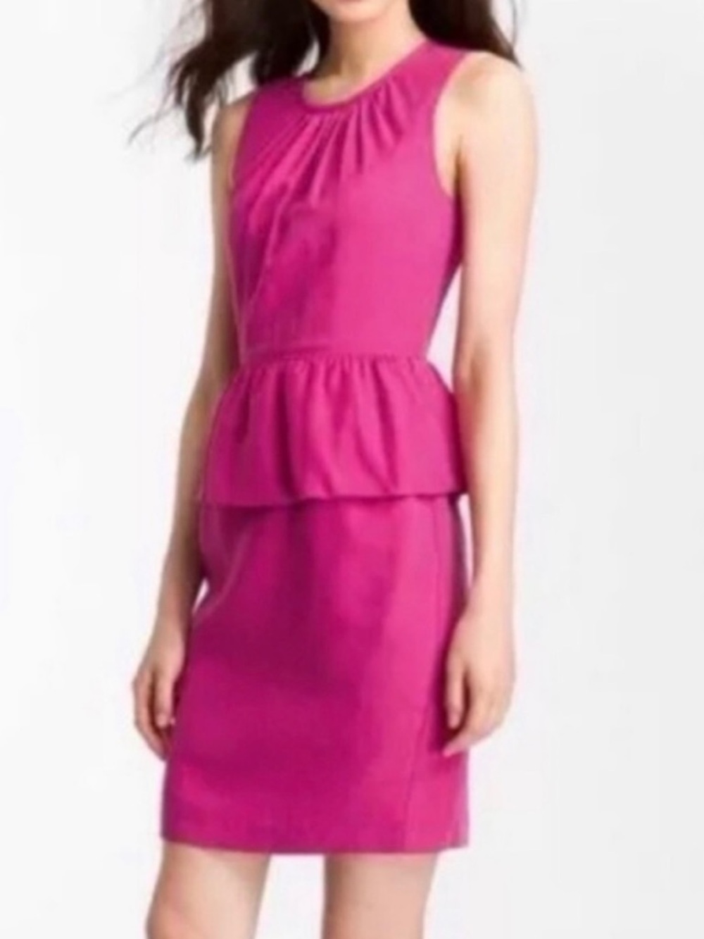 Trina Turk Sleeveless Peplum Midi Dress in Fuchsia Pink - Sz 2